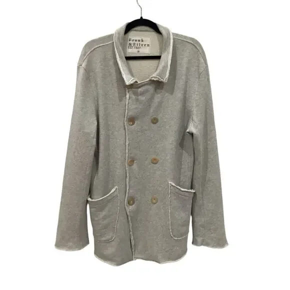 Frank & Eileen Belfast Triple Fleece Peacoat Jacket In Gray Melange Size Medium - Picture 6 of 14